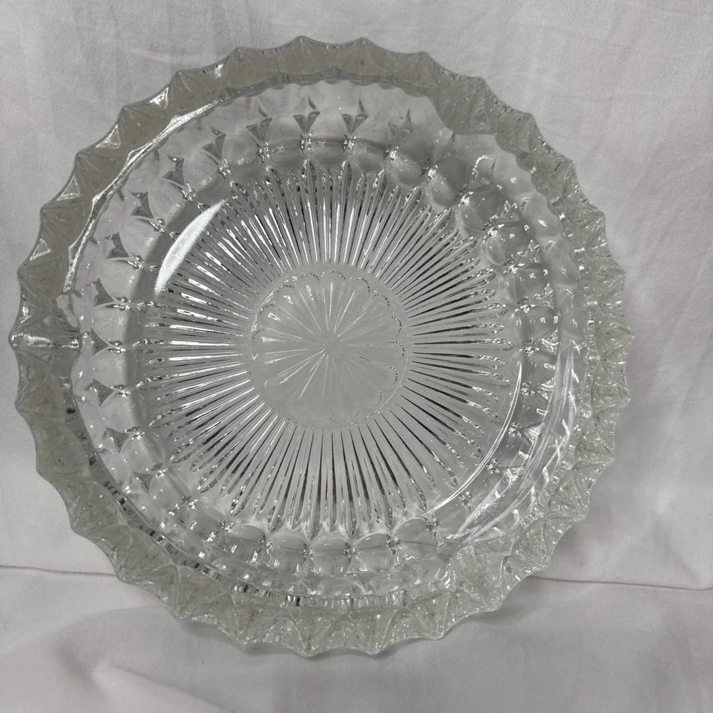 Vintage Heavy Crystal Clear Cut Glass Cigar Cigarette Ashtray Made in Italy
